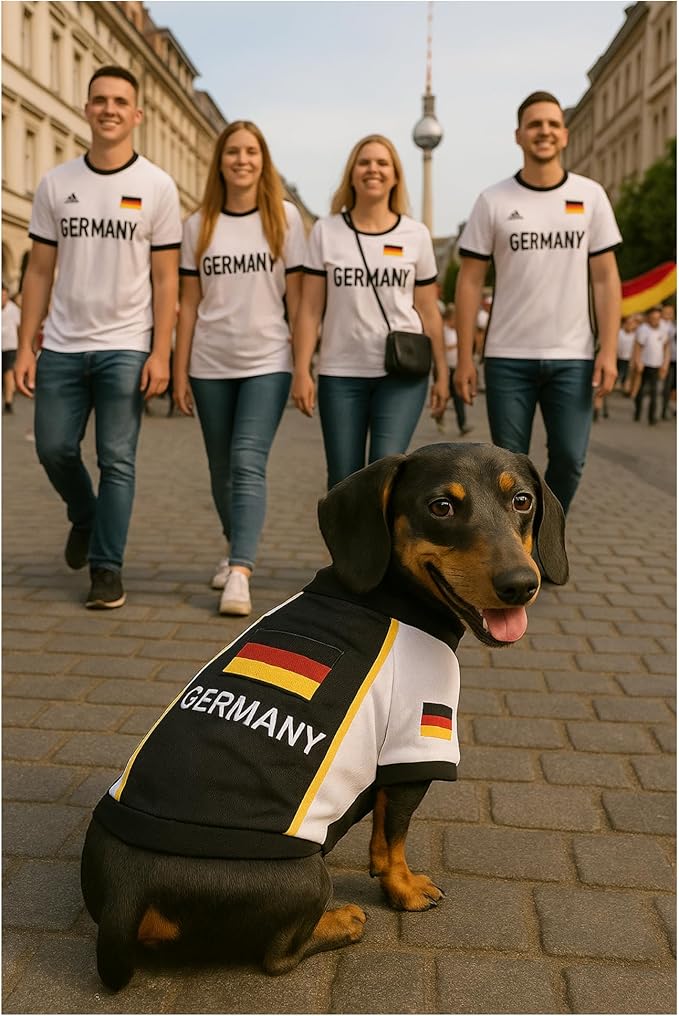Parisian Pet Team Germany Dog Jersey - Breathable Mesh Puppy Football Jersey - Lightweight Stretch Sporty Dog Clothes - Summer Shirts for Large Dogs - Soccer Jersey for Dogs - Sportswear Pet Clothes