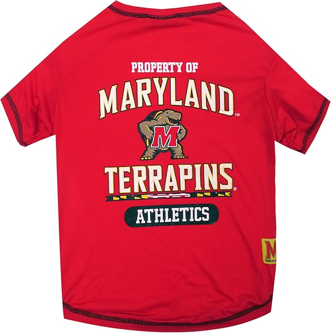Pets First Collegiate MARYLAND TERRAPINS Dog T-Shirt, X-Small. - Licensed Shirt for Pets Team Colored with Team Logos.- Premium Stretchable Materials for the Comfrot of your Dog & Cat.
