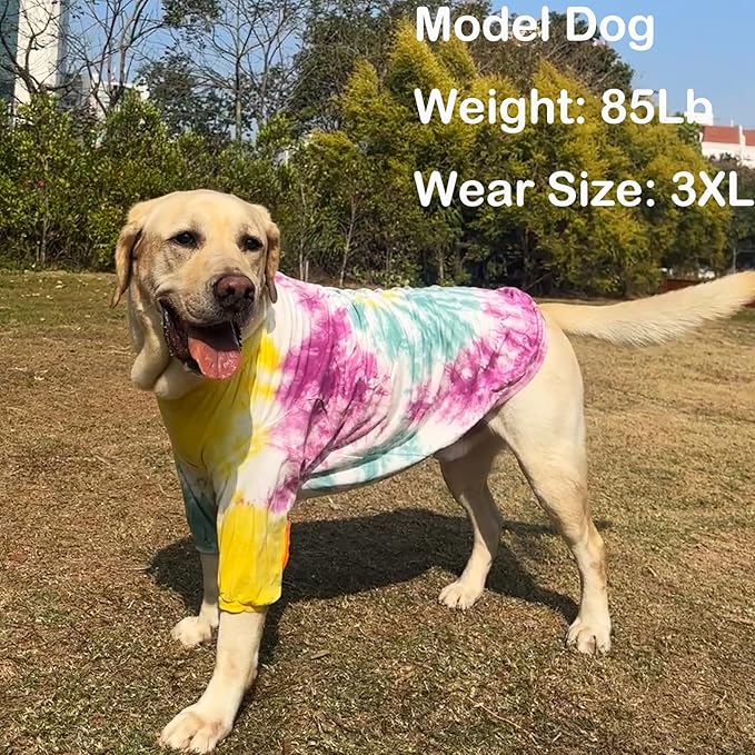 Dog Cotton Colorful Purple Yellow T-Shirts Soft and Stretchy Dog Shirt Pajamas Pets Clothes for Large Dogs(Large Purple)
