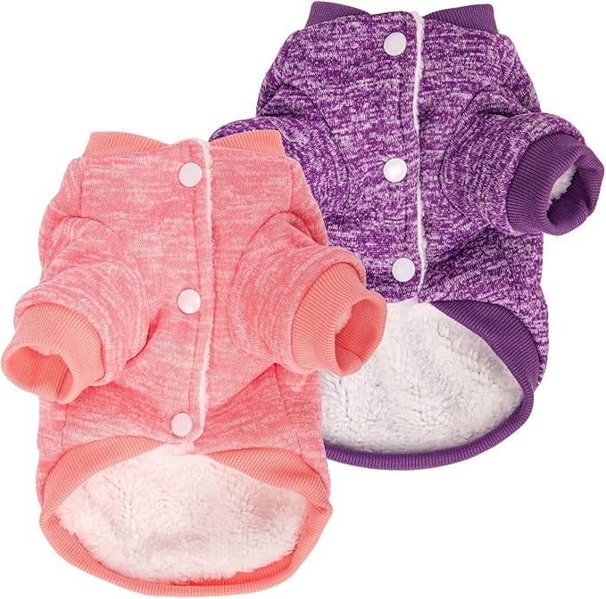 Dog Sweater, Dog Sweaters for Small Dogs, 2, 3 Pack Warm Soft Pet Clothes for Puppy, Medium Large Cat, Dogs Girl or Boy, Dog Shirt for Winter Christmas (Coat Pink+Purple, X-Small)