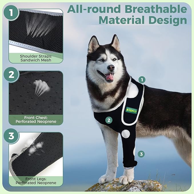 Hygroma Elbow Pad for Dogs, Breathable Elbow Protector for Joint Support, Helps with Calluses, Arthritis, Dysplasia & Pressure Sores, Designed for Front Leg, Left Leg, Size S