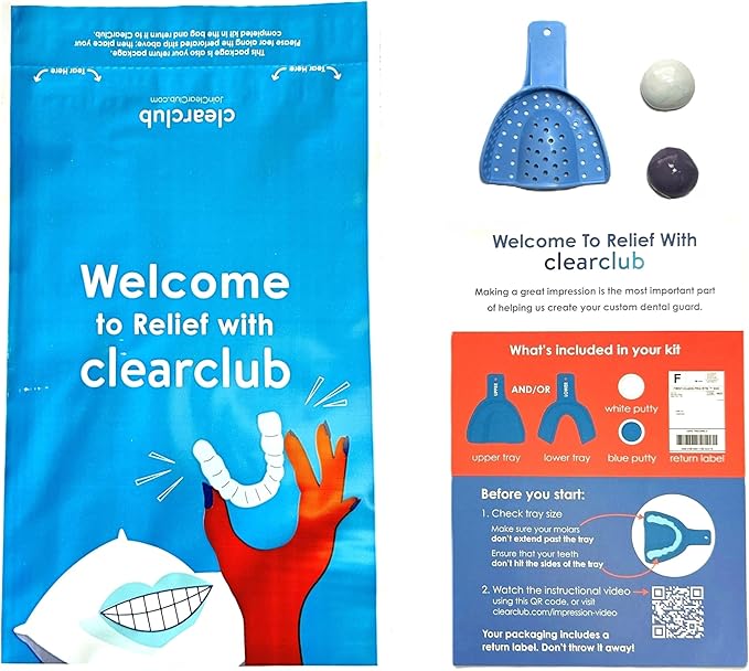 ClearClub | Custom Dental Night Guard for Teeth Grinding & Clenching, Relieve Soreness in Jaw Muscles | 2mm Upper Guard | 1 Guard Kit