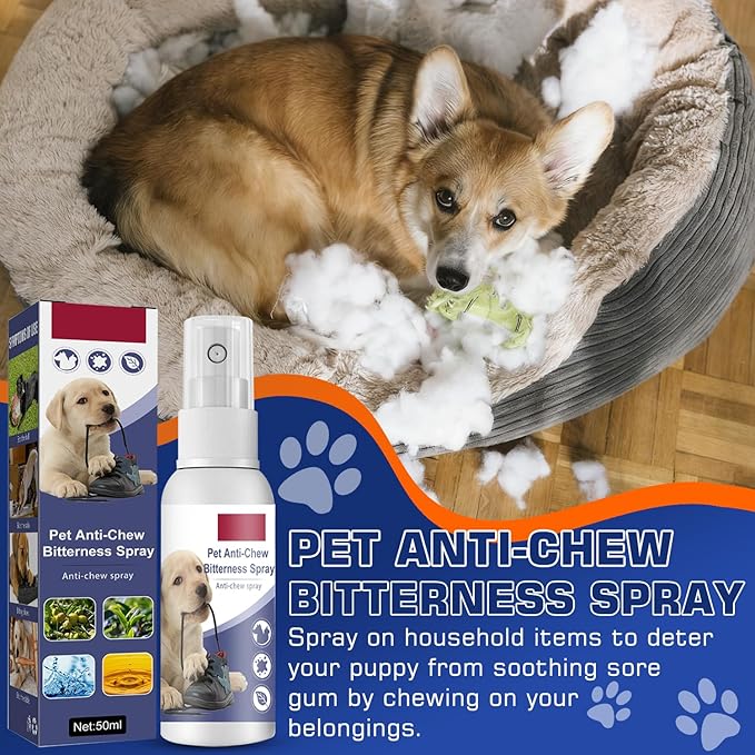 Anti-Chew Bitter Dog Spray, Natural Ingredients No Chew Spray for Dogs, No More Marking Stops Barking, Nibble, Jumping Up, Food Stealing, Anti Chew Spray for Dogs and Cats, Protect Your Furniture