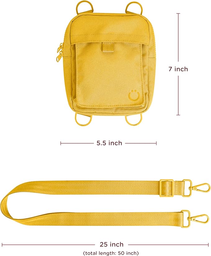 Ubbi Dog Treat Pouch for Training & Walking, 3-Way Wear Options - Crossbody, Waist, or Clip-On - with Magnetic Closure & Poop Bag Dispenser, Recycled RPET, Yellow
