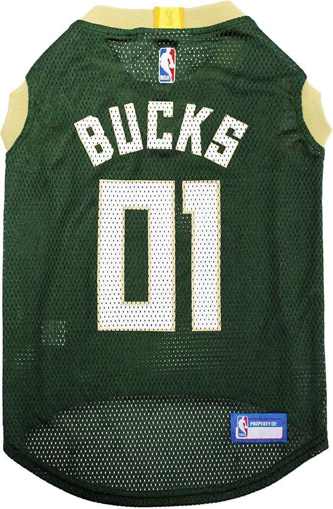 Pets First NBA MILWAUKEE BUCKS DOG Jersey, Medium - Tank Top Basketball Pet Jersey