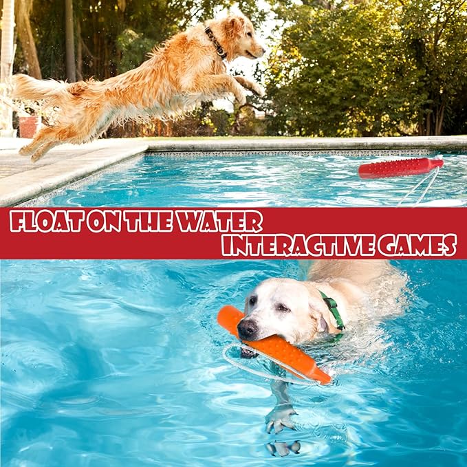 BINGPET Dog Float Bumper Toy 2 Pack,10.8 Inch Large Training Dummy Retrieving Bumpers Summer Pool Toy Tug Game for Large XL Dogs Retriever(Red & Orange)