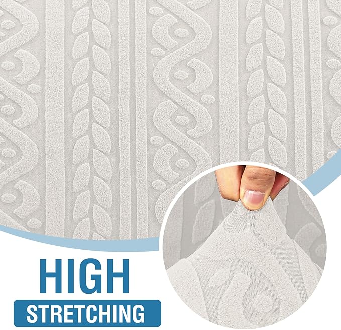 H.VERSAILTEX Jacquard Couch Covers for 3 Cushion Couch 1 Piece Stretch Sofa Cover Slipcover Furniture Protector Anti-Slip Soft Thickened Dogs Slipcovers Washable Spiral Pattern(Sofa, Pale Oak)