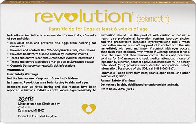 Revolution (selamectin) Topical Solution for Dogs, 10.1-20 lbs (Brown), 6 Tubes