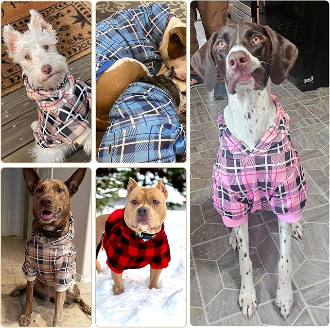 EXPAWLORER Plaid Dog Hoodie - British Style Warm Dog Sweater Shirt with Leash Hole,Pitbull Clothes Outfits,Winter Coat Apparel for All Breeds Puppy Girl Boy-Cat Apparel,Purple X-Small