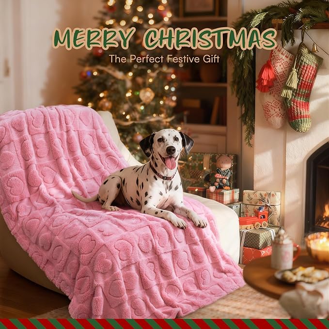 Luciphia 1 Pack 2 Small Dog Blanket Washable Pet Bed Cover Soft Fluffy Puppy Blanket with Premium Fleece 300GSM Cozy Calming Cat Blankets for Indoor Cats Pink 41x31 inch