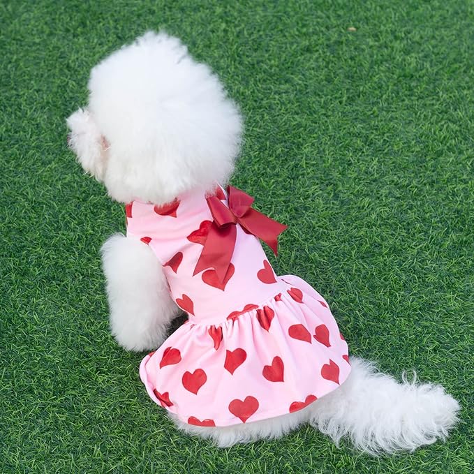 CuteBone Turtleneck Dog Velvet Dress Puppy Skirt Costume Pet Clothes Cat Apparel with Bow Hair Rope for Small Dogs CVD02XXS