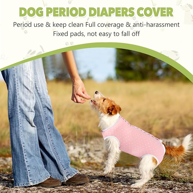 Dog Diapers Suit Period Onesie for Female Dog Sanitary Panties Male Doggy Heat Diapers Cover Fit for Small Medium Dogs Pink Dots/XS