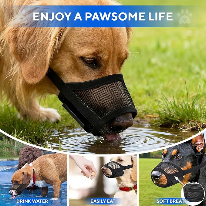 Muzzle for Small Dog - Soft Air Mesh XS Dog Muzzle for Small Dogs | Perfect for Barking and Biting Prevention | Puppy Mussels for Grooming Allows Panting & Drinking