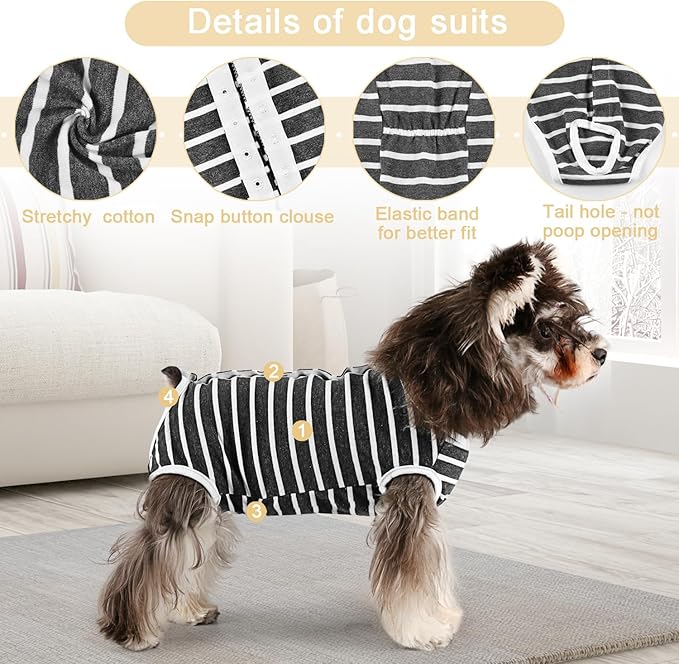 Etdane Dog Diapers Sanitary Panties Period Shirts Surgical Recovery Suits for Male and Female Dogs White Stripe X-L