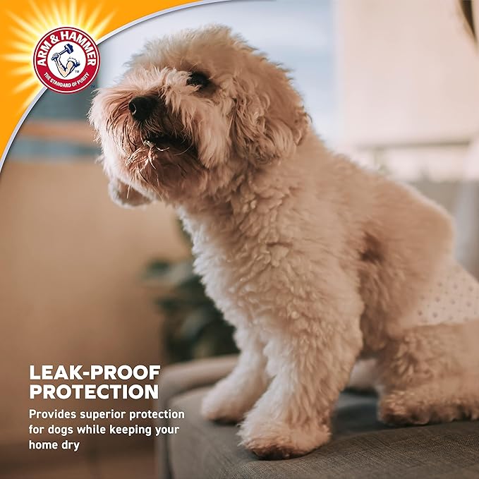 Arm & Hammer Large Male Dog Wraps, Disposable Belly Band Diapers with Baking Soda Odor Control, Super Absorbent Leak Resistant Design for Marking and Incontinence, 18-27 Inch Waist, 12 Count