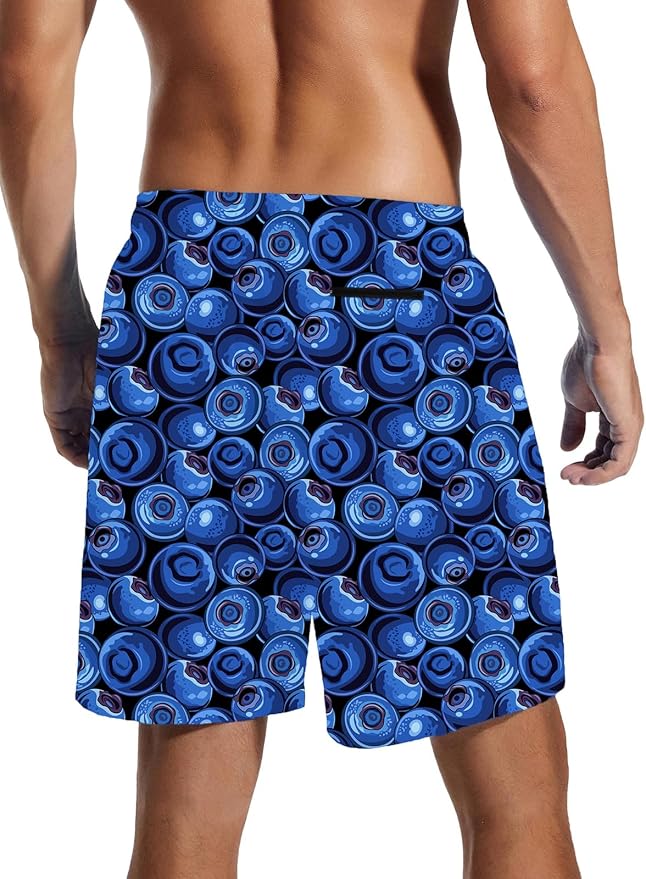 Mens Swim Trunks with Compression Liner Quick Dry Zipper Pocket Bathing