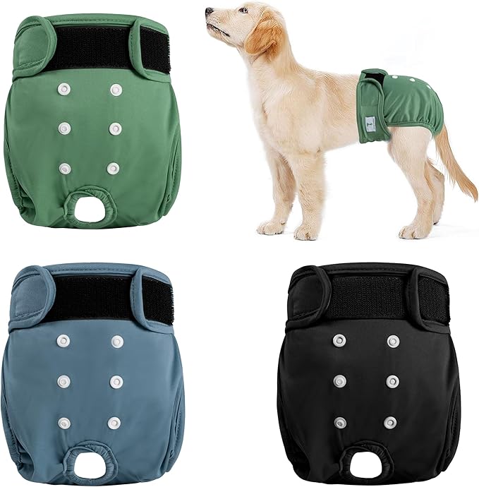 Reusable Female Dog Diapers 3Pack,Washable Diaper for Doggie,Highly Absorbent Dog Diaper,Adjustable Leakproof Puppy Diapers Skirt for Heat,Incontinence,Period Doggy Nappies S