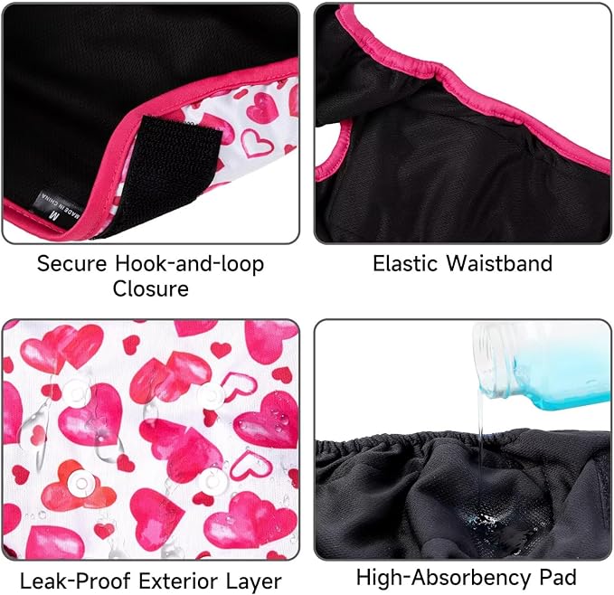 Paw Legend Washable Reusable Female Dog Period Diapers for Heat Doggie Puppy Diapers for Female Dogs (3 Pack, X-Large)