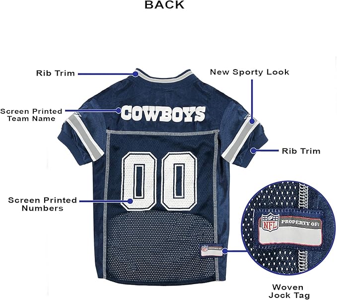 Pets First NFL Dallas Cowboys Dog Jersey, Size Medium, Football Shirt Costume for Pet, Dog Sports T-Shirt, NFL Team Clothing for Cats, Licensed Pet Apparel Available in 7 Sizes and 32 Teams