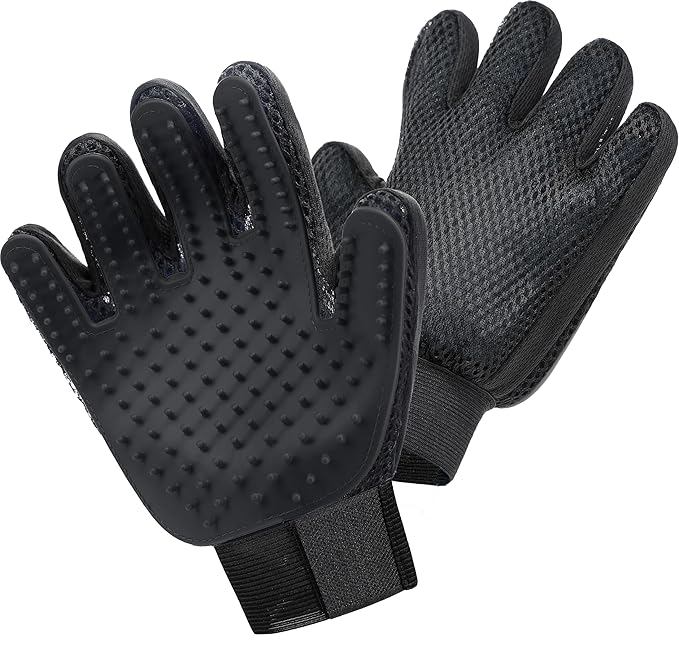 Maxpower Planet Hair Brush & Grooming Gloves for Dogs and Cats - Black
