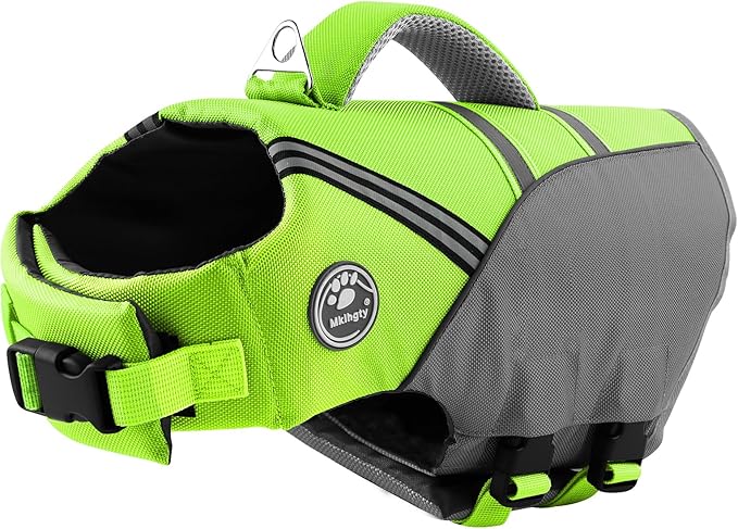Mklhgty Dog Life Jacket for Swimming & Boating, Ripstop Safety Vest with Rescue Handle, High Buoyancy Preserver for Small Medium Large Dogs