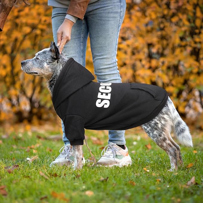 Dog Sweaters for Large Dogs Security Dog Hoodie Soft Brushed Fleece Clothes Sweatshirt with Pocket(XL)