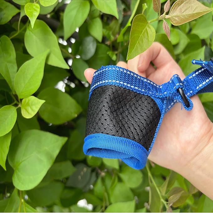 New Dog Muzzle for Small Dogs, to Prevent Biting, Soft Material with Reflective & Adjustable Strap, Breathable Mouth Guard for Biting Chewing Grooming, Allow Panting Drinking (Blue, S Size)