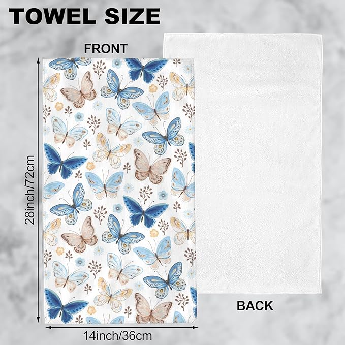 Flying Butterfly Hand Towels for Bathroom Set of 2 Hand Bath Towels Soft Absorbent Decorative Hand Towel for Bathroom Kitchen Yoga Home Decor 14 x 28 in