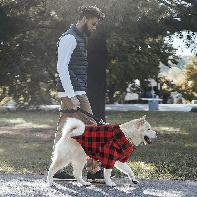 Plaid Dog Shirt Red Buffalo Dog Outfit Soft Casual Pet Clothes for Small Medium Large Dogs Puppy Cats Halloween Thanksgiving Christmas Costumes(S)