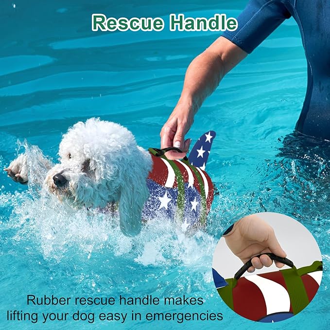 Fragralley Shark Fin Dog Life Jacket, High Buoyancy with Tear-Resistant Nylon of Dog Swim Vest, Pet Life Preserver for Small Medium Large Dogs, Puppy Float Vest for Swimming and Boating