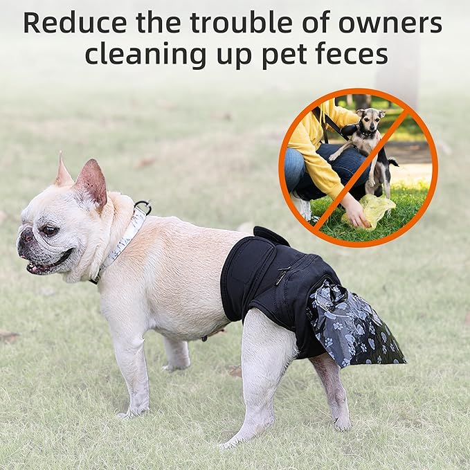 ETIAL Reusable Dog Poop Pants, Adjustable Dog Sanitary Pants with 50pcs Dog Poop Bag for Incontinence & Outdoor Walking, Convenient Dog Poop Collection Pants for Senior and Disability Dogs (XS)