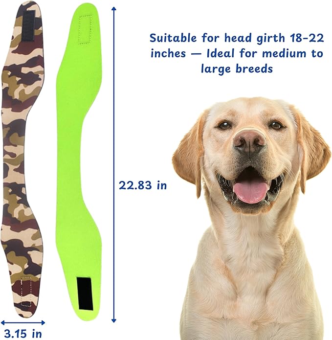 2pcs Dog Ear Covers for Swimming, Ear Protection for Dogs Bathing, Dog Bath Supplies, Ears Wrap for Dogs, Waterproof Ears Covers Swimming Cap, Adjustable Shower Cap (Green, Camouflage, L)