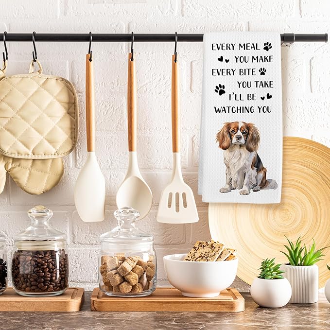 Cavalier King Charles Spaniel Dog Kitchen Towels, Cavalier King Charles Spaniel Gifts for Women Hand Towel, Every Meal You Make Funny Dog Decorative Tea Dish Towels for Kitchen, 16x24in