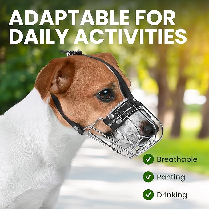 BRONZEDOG Wire Basket Dog Muzzle, Breathable Metal Mask for Small, Medium & Large Dogs, Adjustable & Padded, Training & Behavior Support (Size 2)