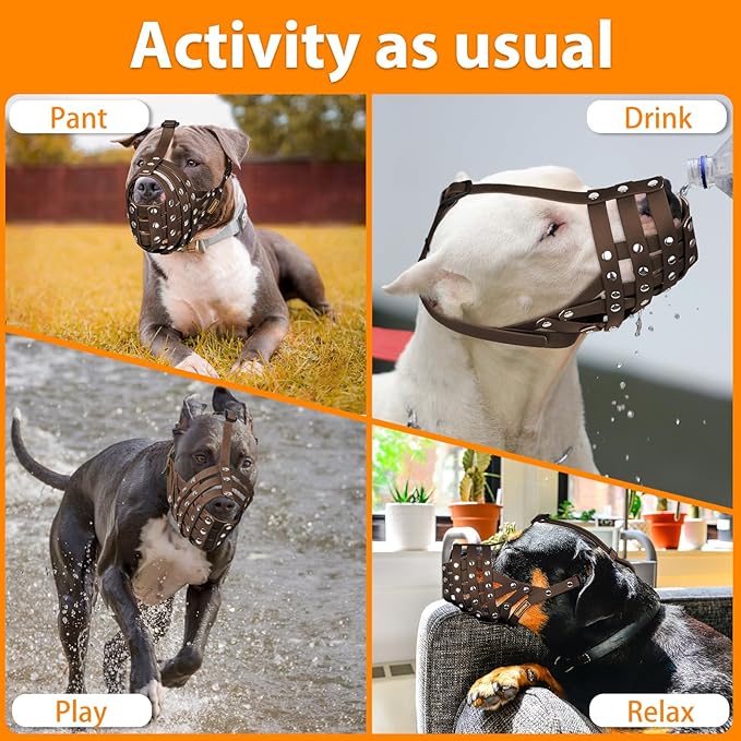 Mayerzon Pitbull Muzzle for Large Medium Sized Dogs to Prevent Biting Scavenging, Basket Muzzle for Rottweiler Staffordshire Terrier in Grooming Training, Allow to Pant Drink, Lightweight and Sturdy