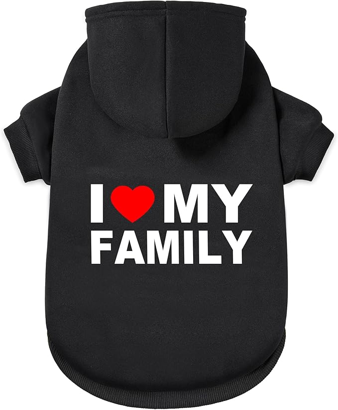 GreenJoy Dog Sweater Dog Hoodie Cold Weather Coat Hooded Sweatshirt for Puppies,Cats, Small Medium Large Dogs (Black(Family), Small)