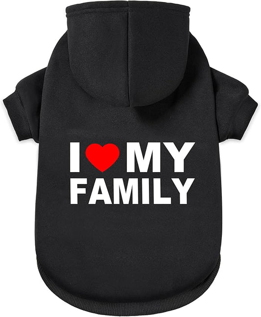 GreenJoy Dog Sweater Dog Hoodie Cold Weather Coat Hooded Sweatshirt for Puppies,Cats, Small Medium Large Dogs (Black(Family), Small)