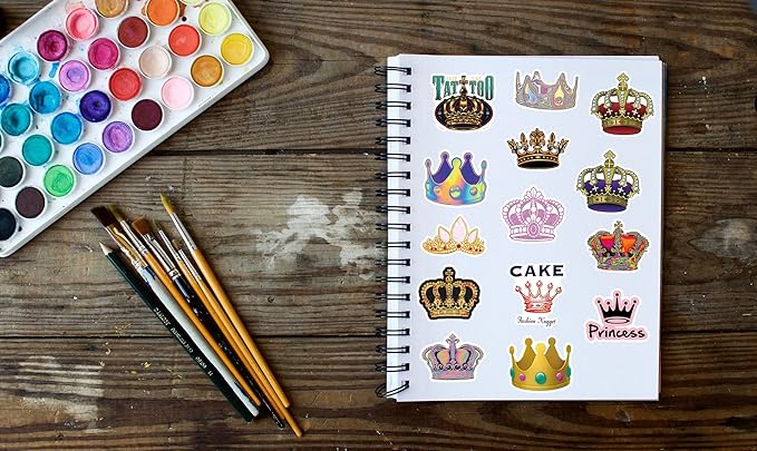 Imperial Crown Stickers 51Pcs Cartoon Gold Right Shine Pack | Cool Colorful Deacls Graffiti for Water Bottle Skateboard Luggage Laptop Computer Phone…