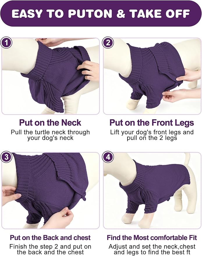 Dog Sweaters for Small Medium Large Dog, Classic Turtleneck Pet Clothes Warm Thermal Doggy Winter Coat, Thick Double Knitting Collar Pullover Cold Weather Puppy Jacket for Indoor & Outdoor Wear