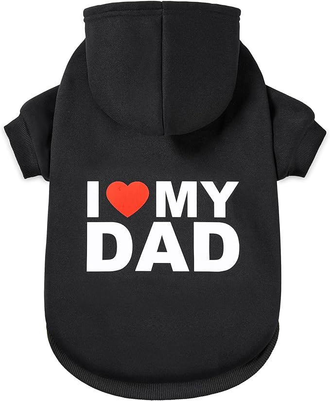 GreenJoy Dog Sweater Dog Hoodie Cold Weather Coat Hooded Sweatshirt for Puppies,Cats, Small Medium Large Dogs (Black (I Love My Dad), Large/X-Large)