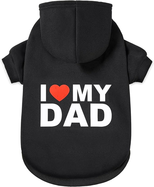 GreenJoy Dog Sweater Dog Hoodie Cold Weather Dog Coat Hooded Sweatshirt for Puppies,Cats, Small Medium Large Dogs (Large, Black (I Love My Dad))
