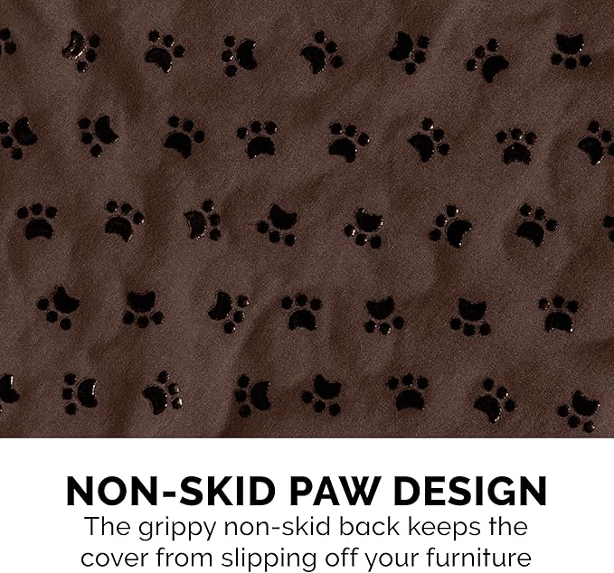 Furhaven Waterproof & Non-Slip Chair Cover Protector for Dogs, Cats, & Children - Quilted Paw Print Living Room Furniture Cover - Espresso, Chair