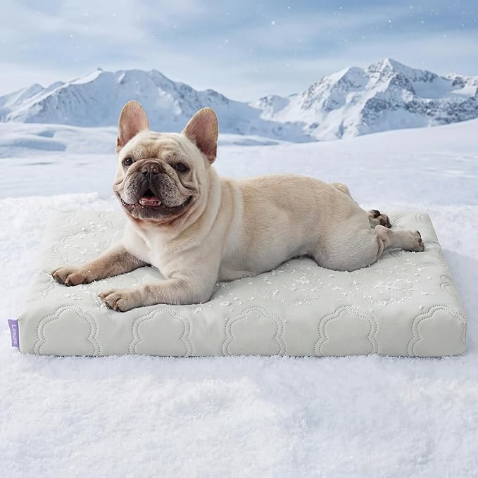 LE SURE Orthopedic Cooling Dog Bed Medium Size Dog, Q-Max>0.5 Cooling Mat with Removable Washable Cover, Breathable Egg Crate Foam Summer Pad for Active/Long-Haired/Senior Pets/Cats/Puppy, 29x18 Inch