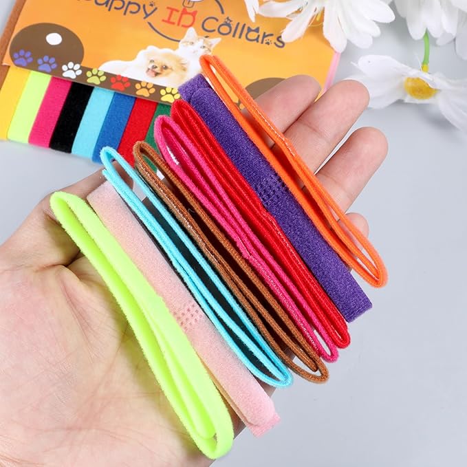 30 Pcs Puppy Whelping Collars, Adjustable Newborn Puppy ID Bands, Puppys Litter Collars for Dog Kitten & Newborn Pet, 15 Colors