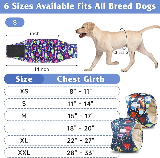 Dog Diapers Male, Belly Bands for Male Dogs, Pack of 5, High Absorbing Extra Small Male Dog Wraps for Doggie & Puppy in Incontinence or Excitable Urination and Training(L)