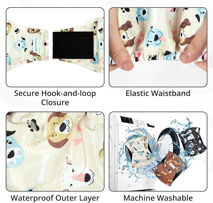 Paw Legend Washable Dogs Diapers Male Dog Belly Bands for Male Dogs Diapers Reusable Puppy & Doggie Diapers Male