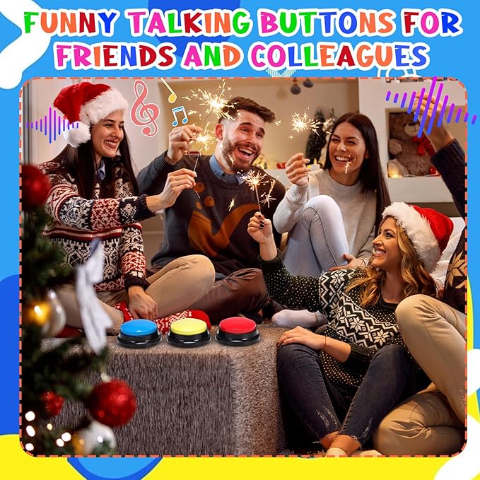 10 Pieces Recordable Answer Buzzers Button Answer Buzzers Game Show Buzzer Recordable Button Classroom Buzzers Perfect for Study Office Home and Pet Buttons Training Toy Multicolor