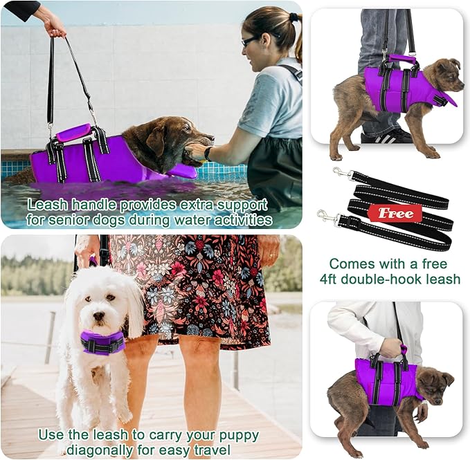 Fragralley Dog Life Jacket with Self-Locking Zipper, High-Buoyancy Ripstop Dog Swimming Vest, Floating Vest with Rescue Handle for Swimming and Boating, PFD Available for Small, Medium, and Large Dogs