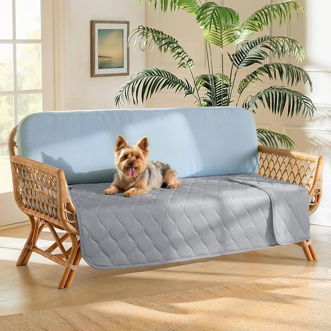 Luciphia Waterproof Cooling Mat for Dogs Couch Cover Q-MAX>0.5, Leakproof Pet Pad Non-Slip Throw Blanket for Cat Puppy Crate Bed Protector Outdoor (Cloud Grey, 30x70 inches)