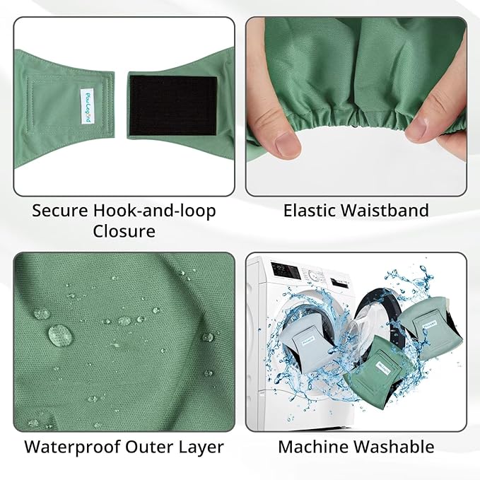 Paw Legend Washable Dogs Diapers Male Dog Belly Bands for Male Dogs Diapers Reusable Puppy & Doggie Diapers Male (3 Pack, Large)